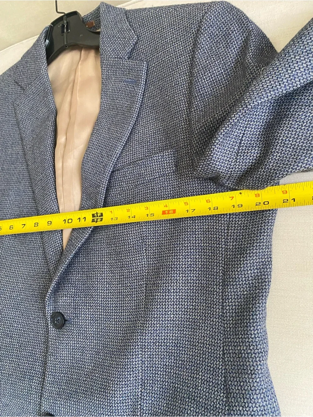 PETER MILLAR Blue Micro-Check Wool Silk Sport Coat Blazer Jacket Mens 38R